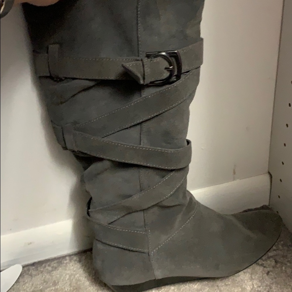 Gray suede boots